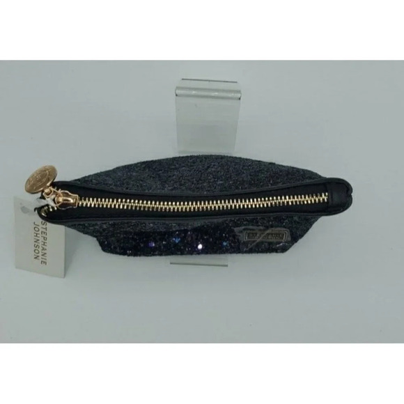Stephanie Johnson Hollywood Black Laura Small Trapezoid Bag Make Up Bag NWT - Picture 5 of 7